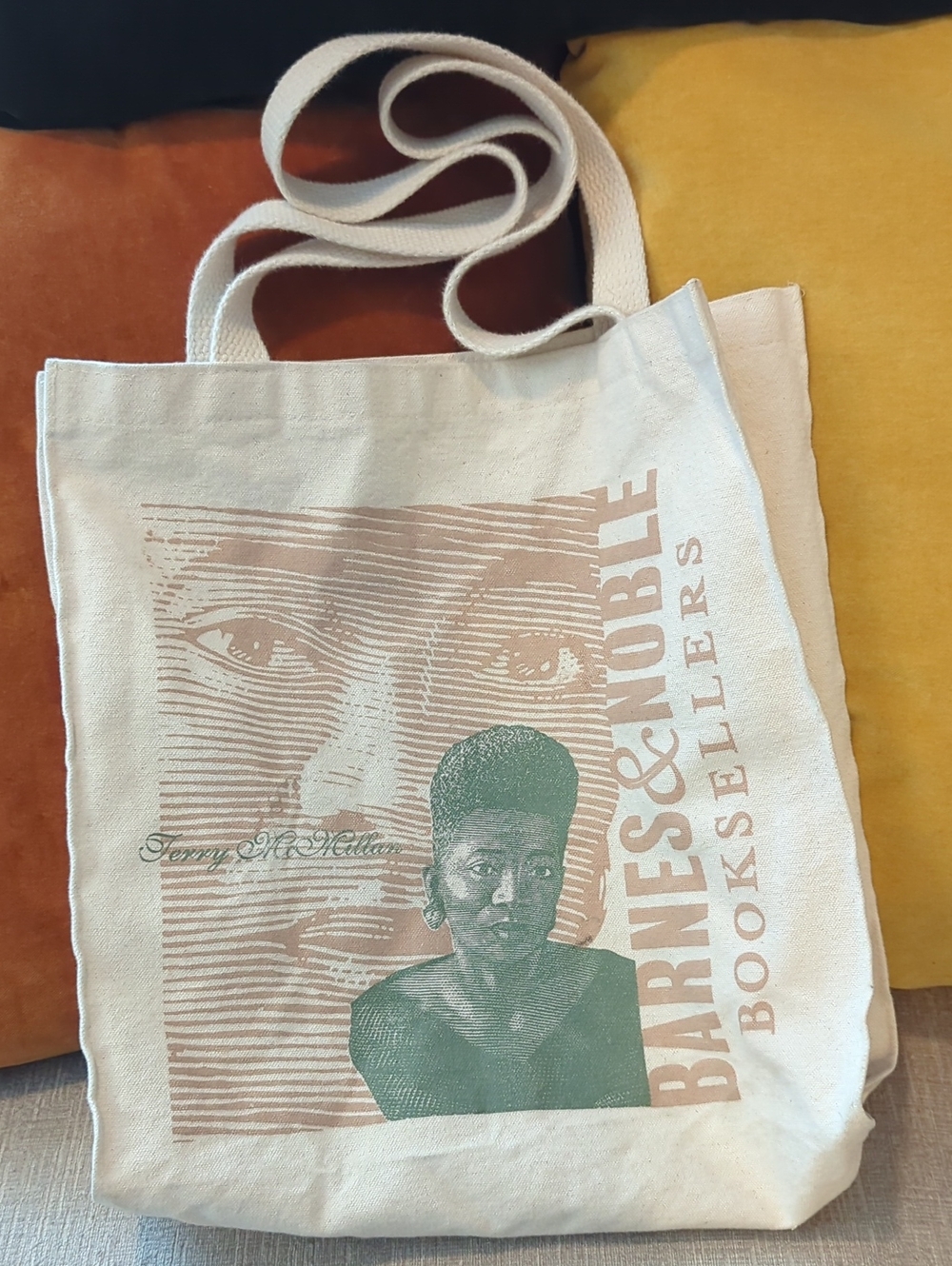 Vintage Barnes Noble Canvas Terry McMillan Tote Book Bag